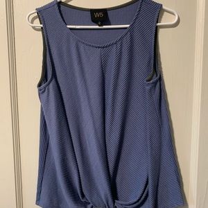 Blue tank top with twisted bottom